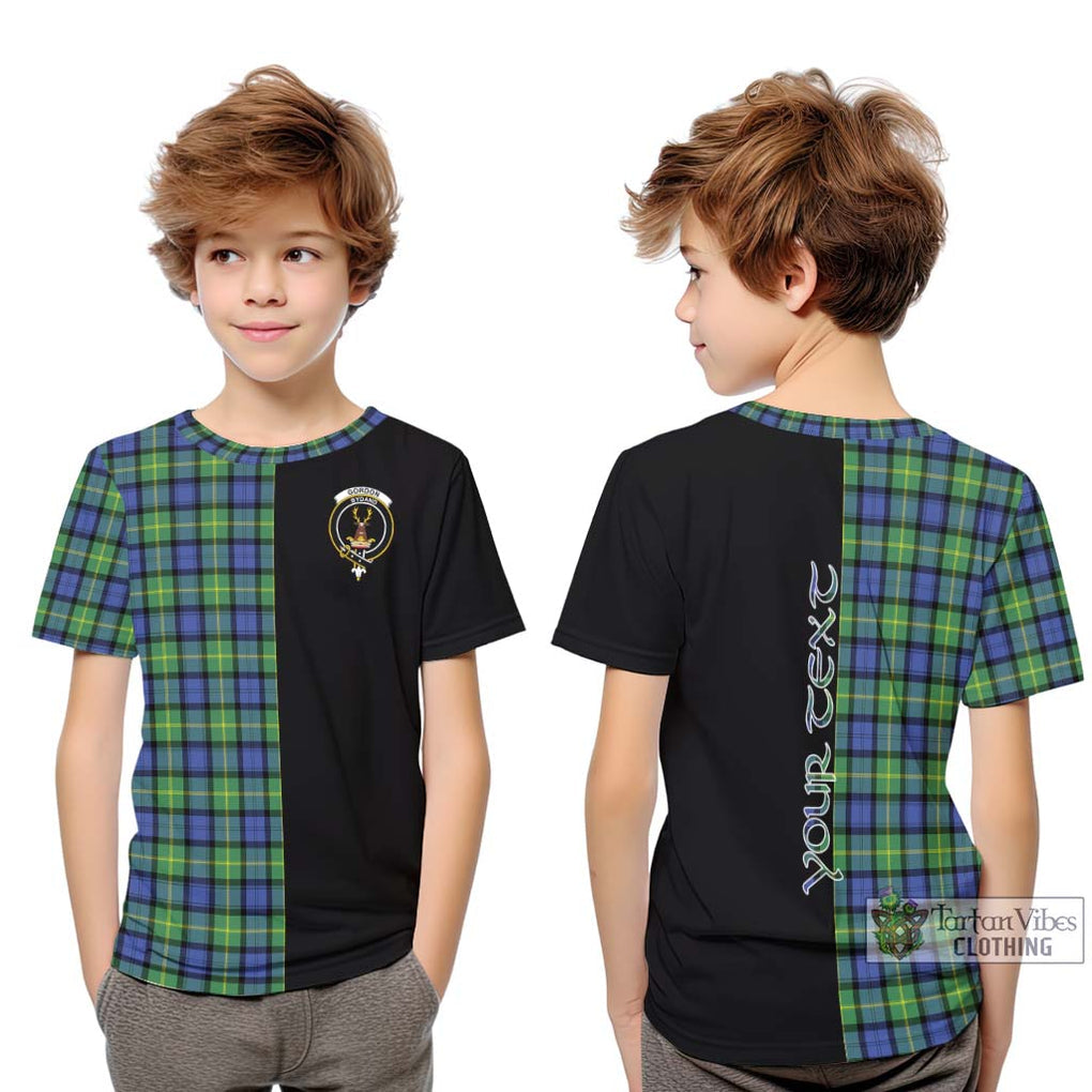 Gordon Old Ancient Tartan Kid T-Shirt with Family Crest and Half Of Me Style Youth XL Size14 - Tartanvibesclothing Shop