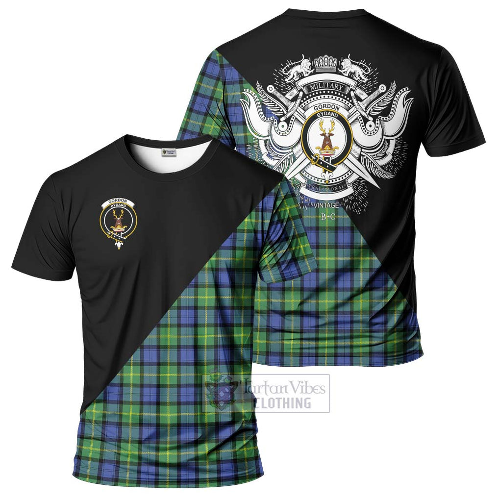 Gordon Old Ancient Tartan T-Shirt with Family Crest and Military Logo Style Kid's Shirt - Tartanvibesclothing Shop