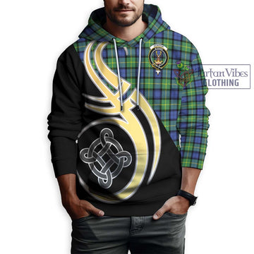 Gordon Old Ancient Tartan Hoodie with Family Crest and Celtic Symbol Style