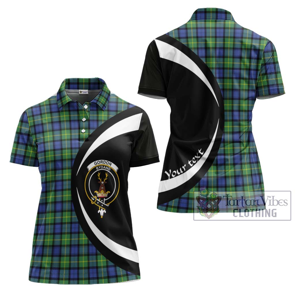 Tartan Vibes Clothing Gordon Old Ancient Tartan Women's Polo Shirt with Family Crest Circle Style