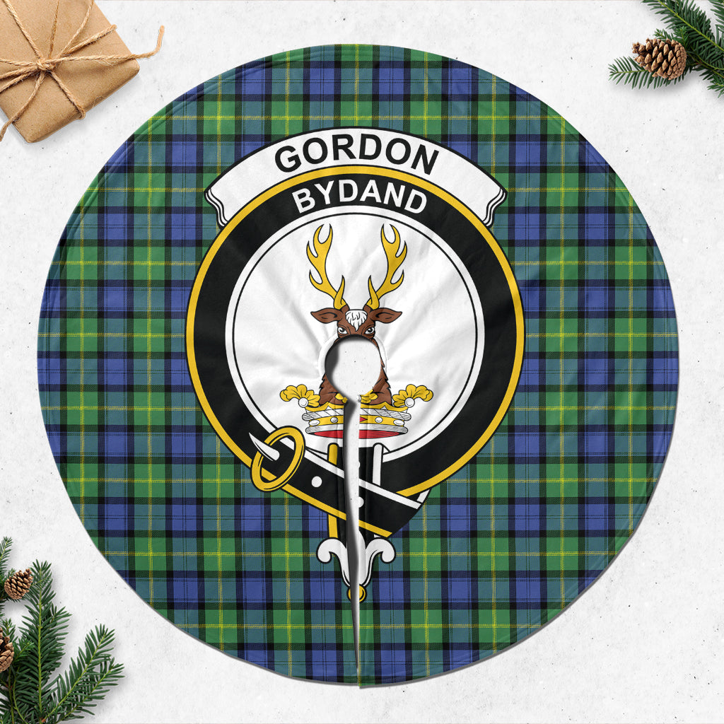 Gordon Old Ancient Tartan Christmas Tree Skirt with Family Crest - Tartanvibesclothing