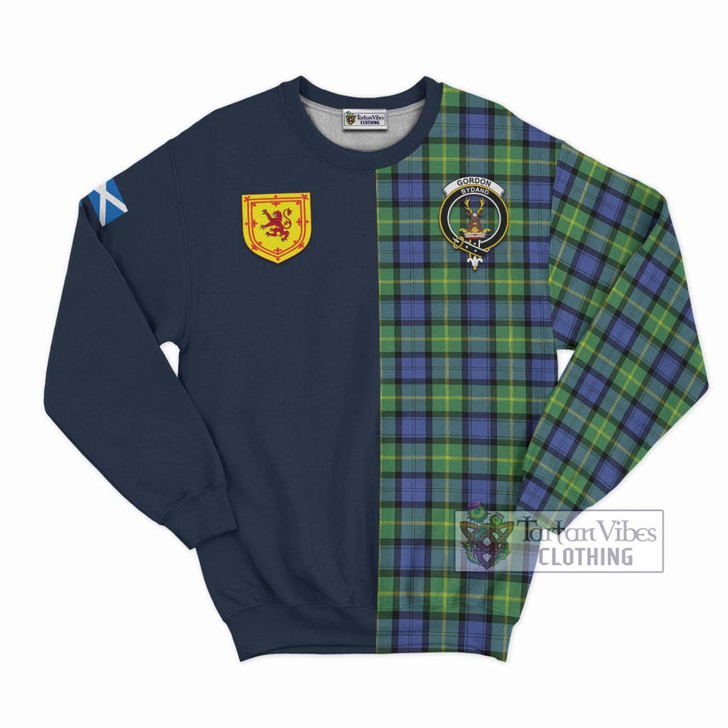 Tartan Vibes Clothing Gordon Old Ancient Tartan Sweatshirt with Scottish Lion Royal Arm Half Style