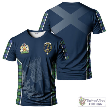 Gordon Old Ancient Tartan T-Shirt with Family Crest and Scottish Thistle Vibes Sport Style