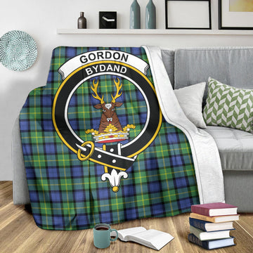 Gordon Old Ancient Tartan Blanket with Family Crest