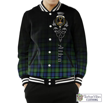 Gordon Old Ancient Tartan Baseball Jacket Featuring Alba Gu Brath Family Crest Celtic Inspired