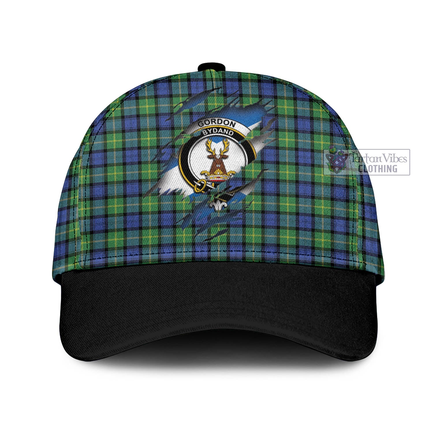 Tartan Vibes Clothing Gordon Old Ancient Tartan Classic Cap with Family Crest In Me Style