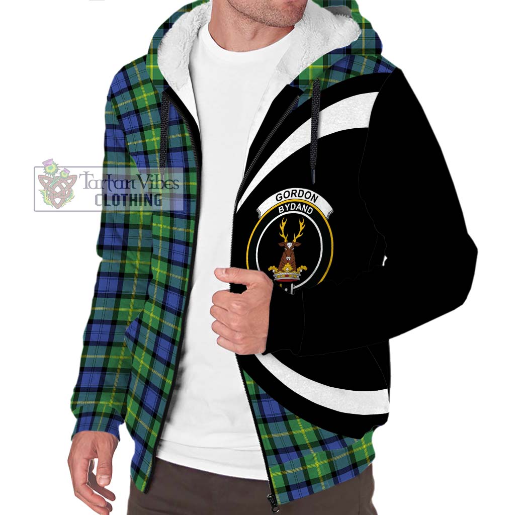 Gordon Old Ancient Tartan Sherpa Hoodie with Family Crest Circle Style Unisex S - Tartan Vibes Clothing