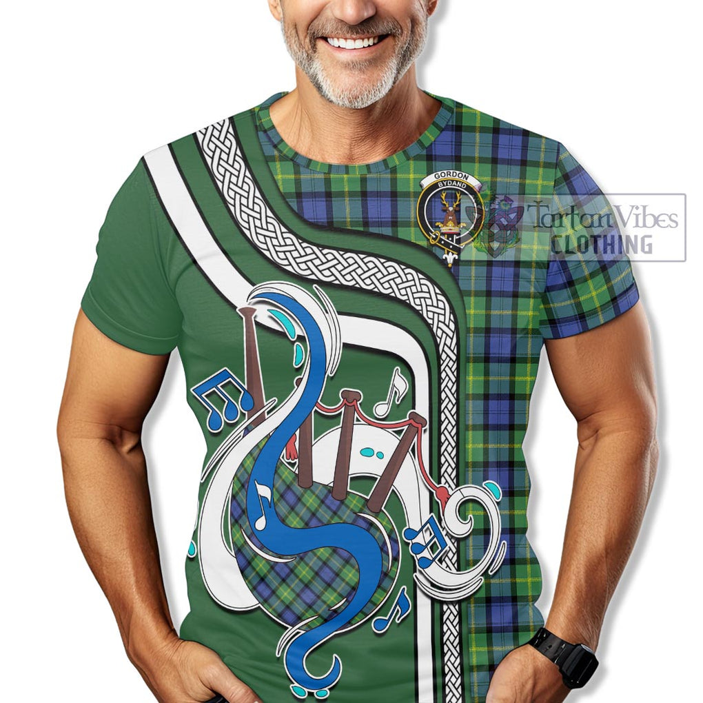 Gordon Old Ancient Tartan T-Shirt with Epic Bagpipe Style Kid's Shirt - Tartanvibesclothing Shop