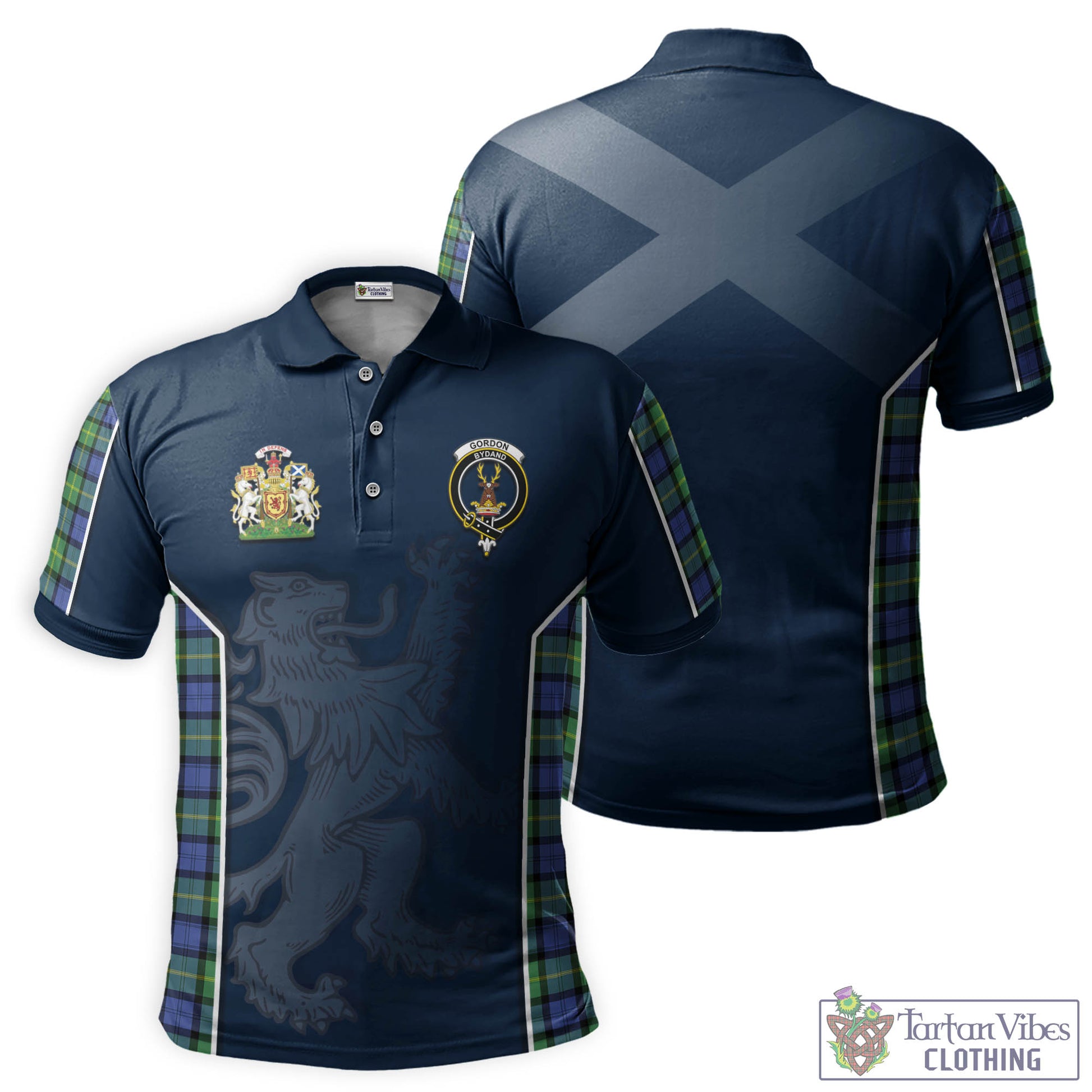 Tartan Vibes Clothing Gordon Old Ancient Tartan Men's Polo Shirt with Family Crest and Lion Rampant Vibes Sport Style