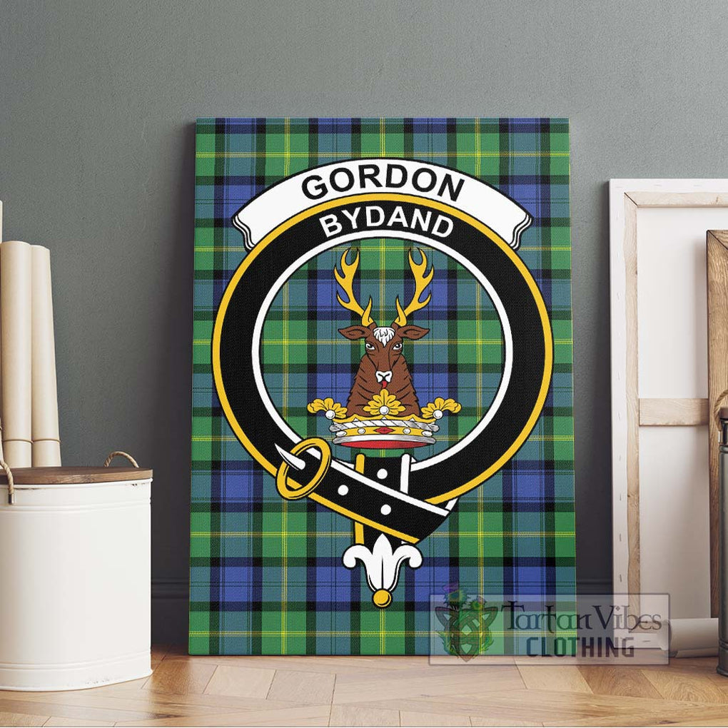 Gordon Old Ancient Tartan Canvas Print Wall Art with Family Crest Without Frame - Tartan Vibes Clothing