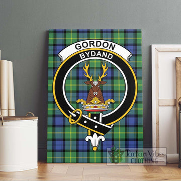 Gordon Old Ancient Tartan Canvas Print Wall Art with Family Crest