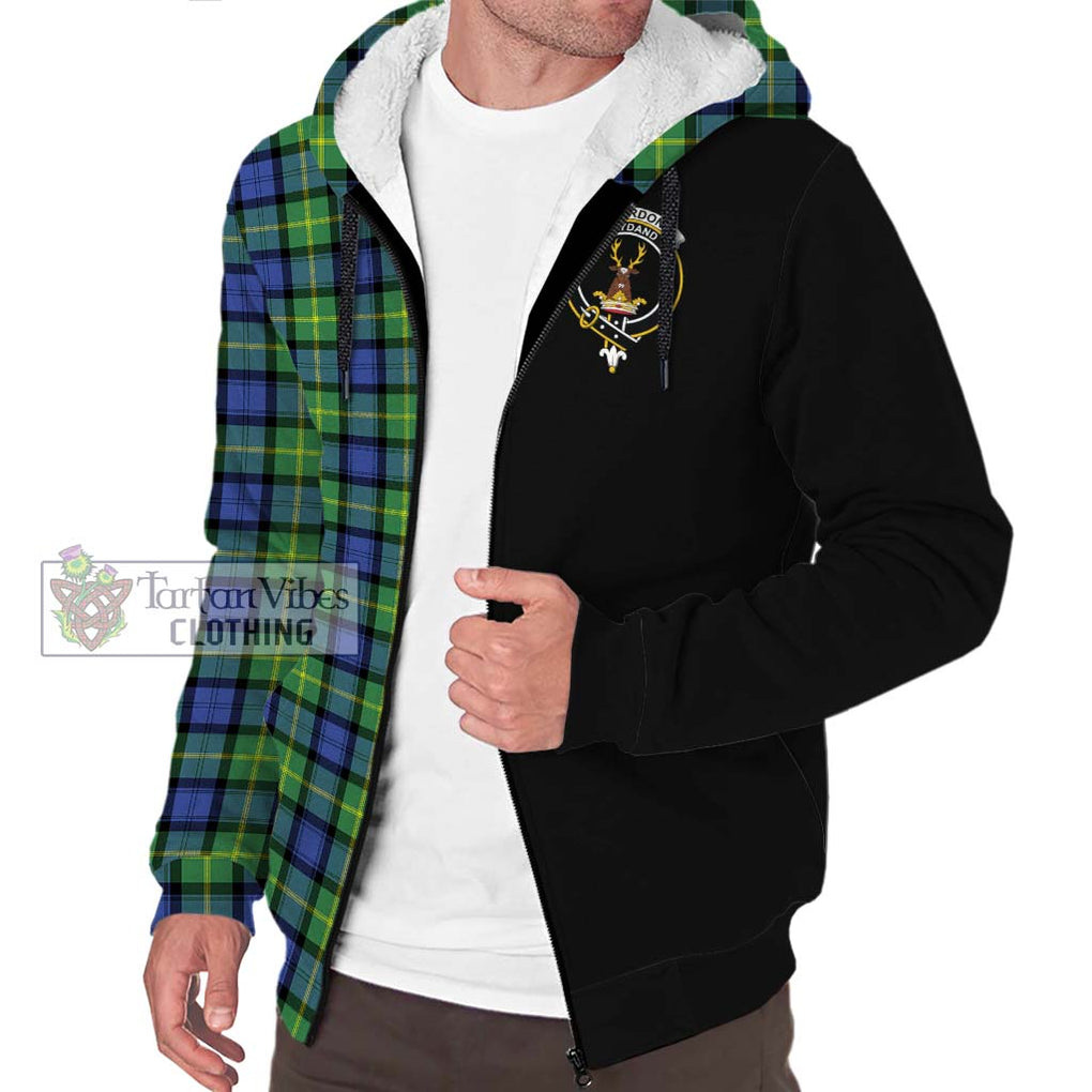 Gordon Old Ancient Tartan Sherpa Hoodie with Family Crest and Half Of Me Style Unisex S - Tartanvibesclothing Shop