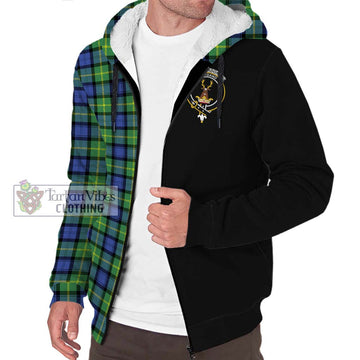 Gordon Old Ancient Tartan Sherpa Hoodie with Family Crest and Half Of Me Style