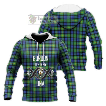 Gordon Old Ancient Tartan Knitted Hoodie with Family Crest DNA In Me Style