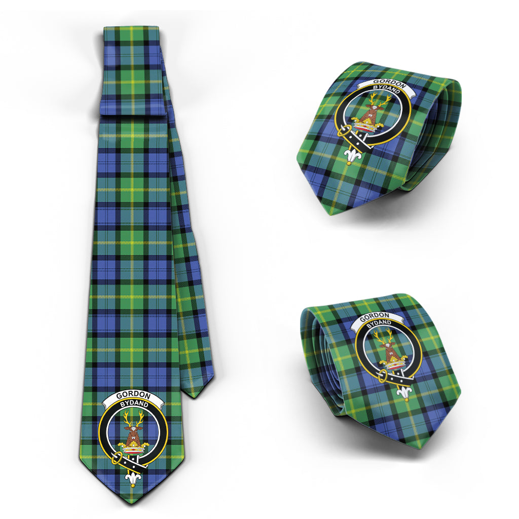 Gordon Old Ancient Tartan Classic Necktie with Family Crest Necktie One Size - Tartan Vibes Clothing