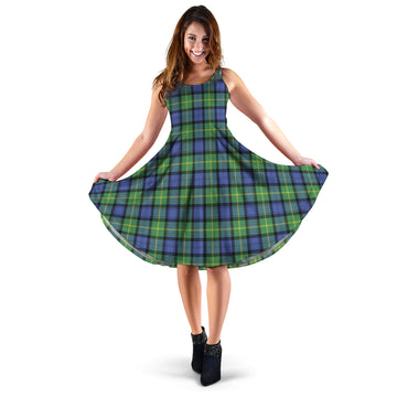 Gordon Old Ancient Tartan Sleeveless Midi Womens Dress