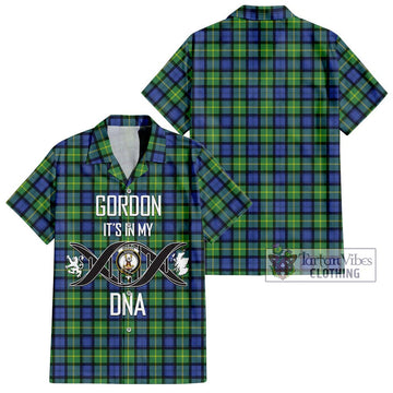 Gordon Old Ancient Tartan Short Sleeve Button Shirt with Family Crest DNA In Me Style