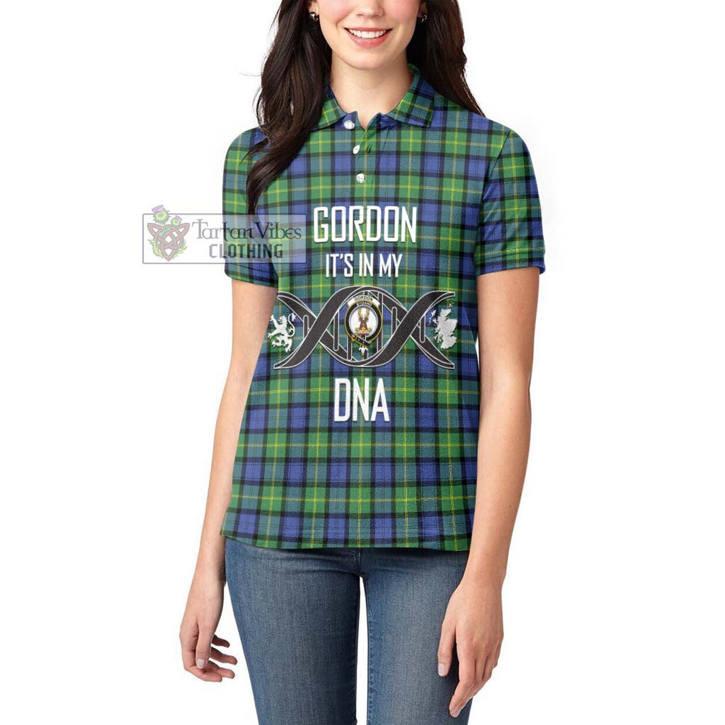 Gordon Old Ancient Tartan Women's Polo Shirt with Family Crest DNA In Me Style Women - Tartanvibesclothing Shop