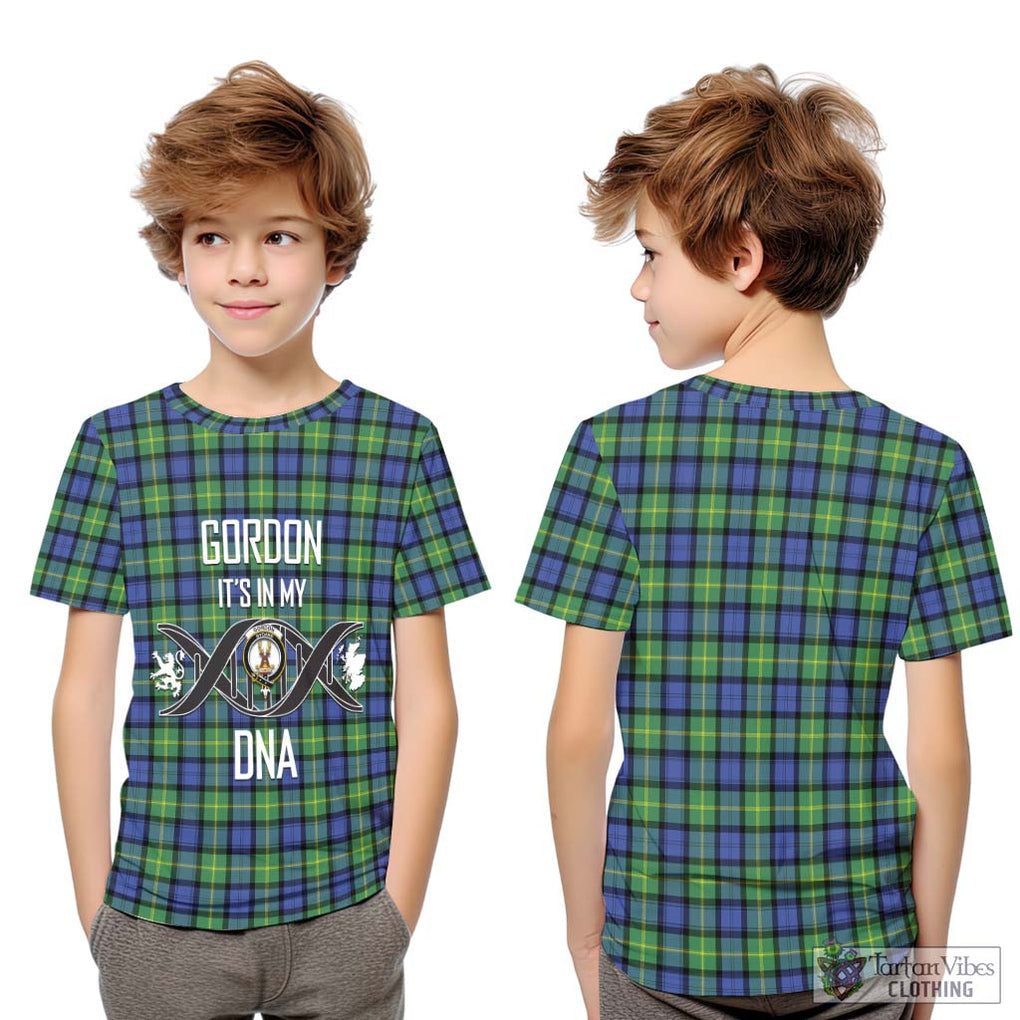 Gordon Old Ancient Tartan Kid T-Shirt with Family Crest DNA In Me Style Youth XL Size14 - Tartanvibesclothing Shop