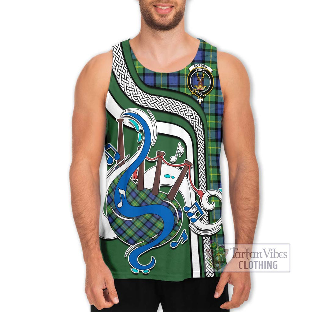 Gordon Old Ancient Tartan Men's Tank Top with Epic Bagpipe Style Men - Tartanvibesclothing Shop