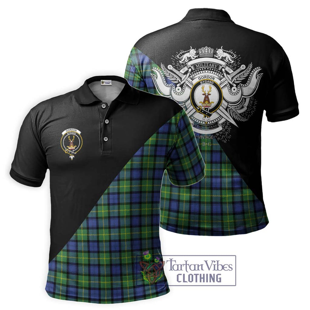 Gordon Old Ancient Tartan Polo Shirt with Family Crest and Military Logo Style Kid - Tartanvibesclothing Shop