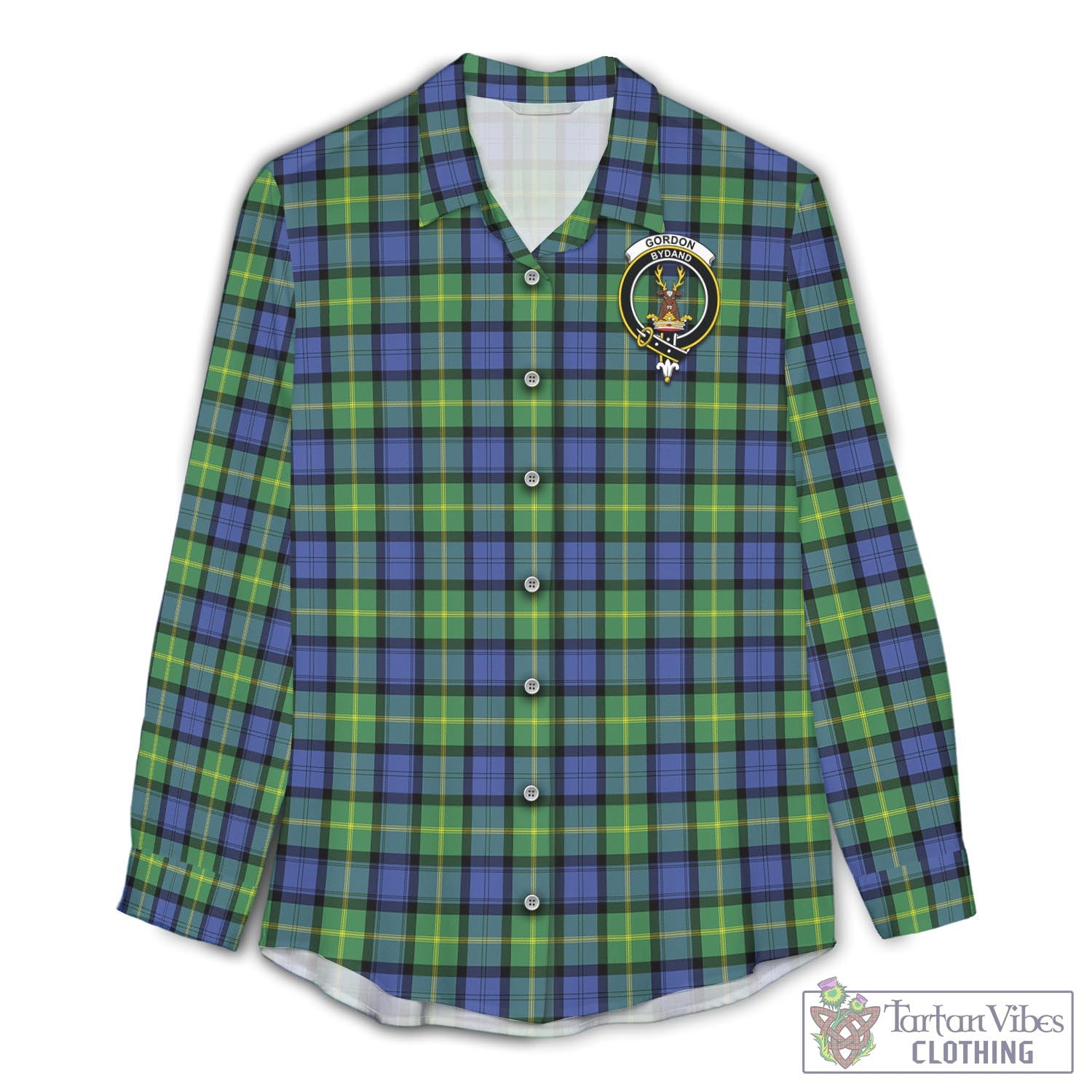 Tartan Vibes Clothing Gordon Old Ancient Tartan Womens Casual Shirt with Family Crest