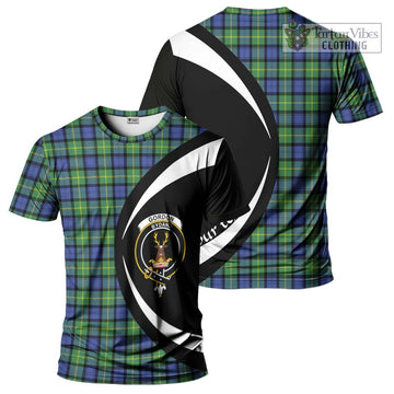 Gordon Old Ancient Tartan T-Shirt with Family Crest Circle Style