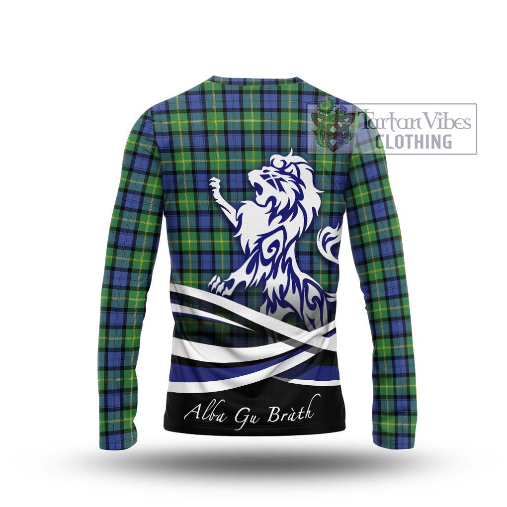 Gordon Old Ancient Tartan Long Sleeve T-Shirt with Alba Gu Brath Regal Lion Emblem - Tartanvibesclothing Shop