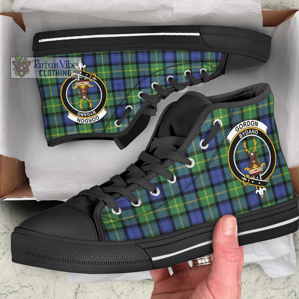 Tartan Vibes Clothing Gordon Old Ancient Tartan High Top Shoes with Family Crest