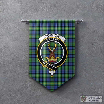 Gordon Old Ancient Tartan Gonfalon, Tartan Banner with Family Crest