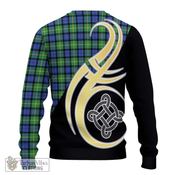 Gordon Old Ancient Tartan Ugly Sweater with Family Crest and Celtic Symbol Style