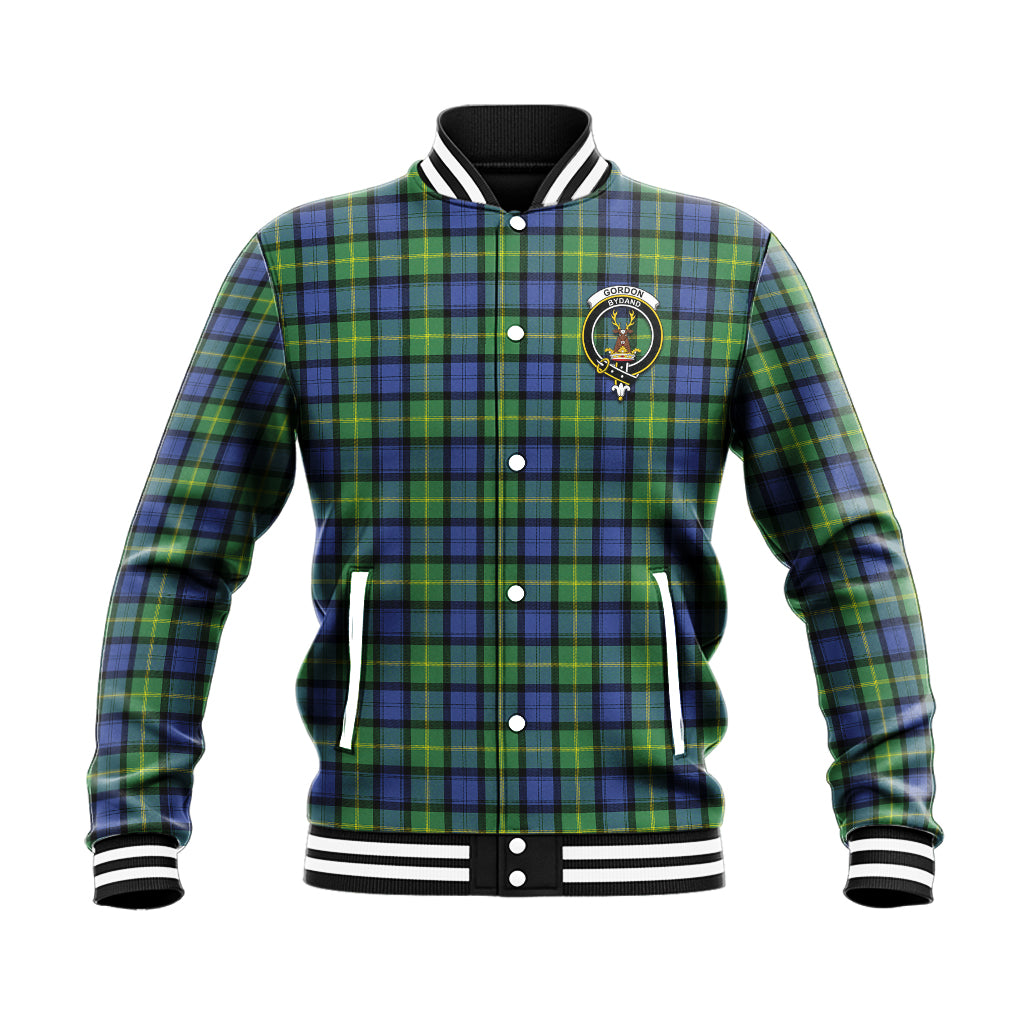 Gordon Old Ancient Tartan Baseball Jacket with Family Crest - Tartan Vibes Clothing