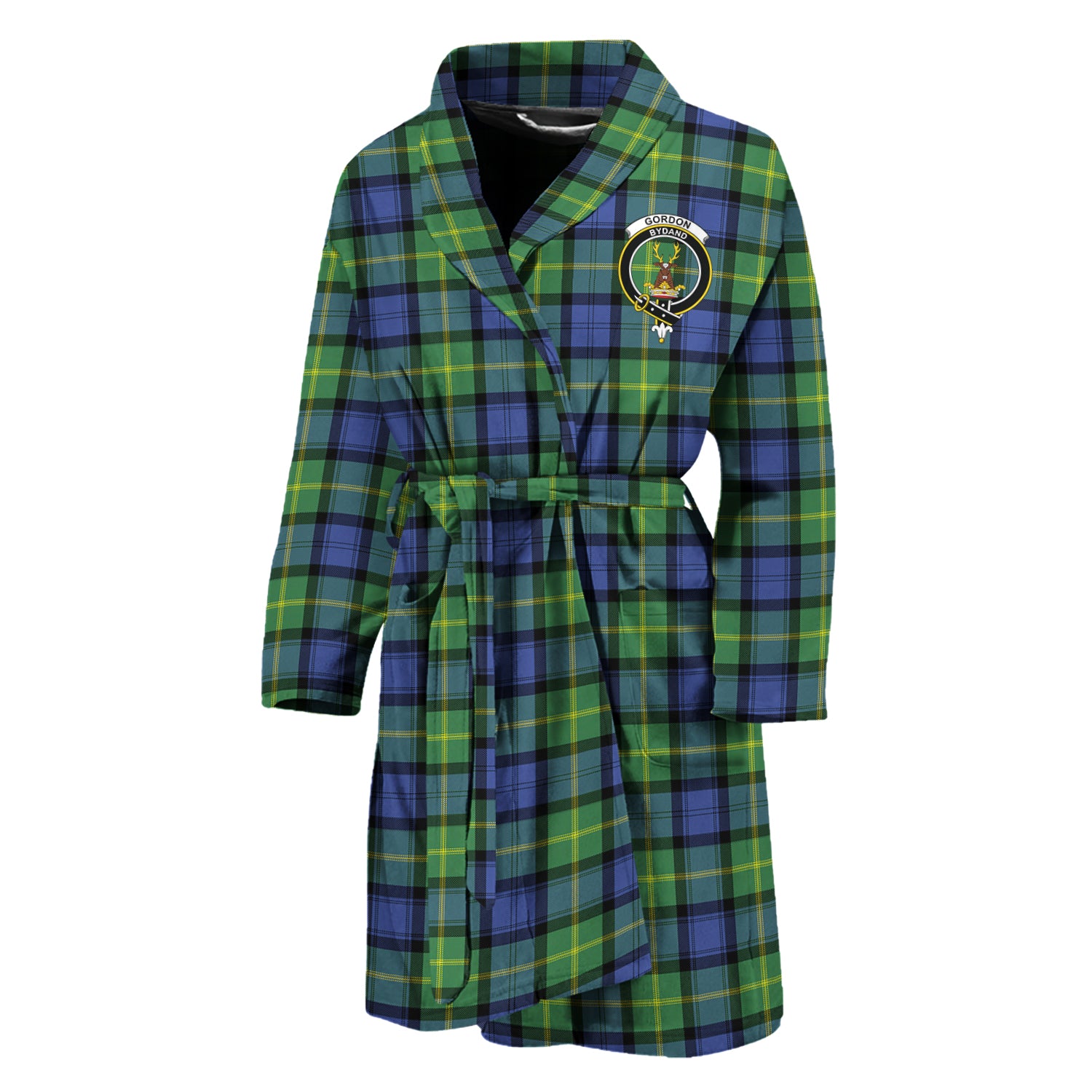 Gordon Old Ancient Tartan Bathrobe with Family Crest Unisex M - Tartan Vibes Clothing