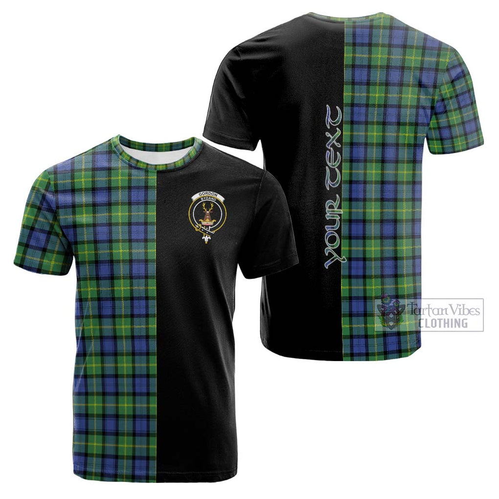 Tartan Vibes Clothing Gordon Old Ancient Tartan Cotton T-shirt with Family Crest and Half Of Me Style