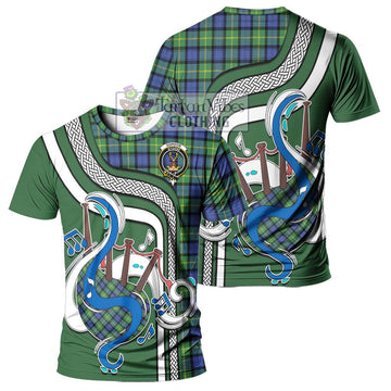 Gordon Old Ancient Tartan T-Shirt with Epic Bagpipe Style