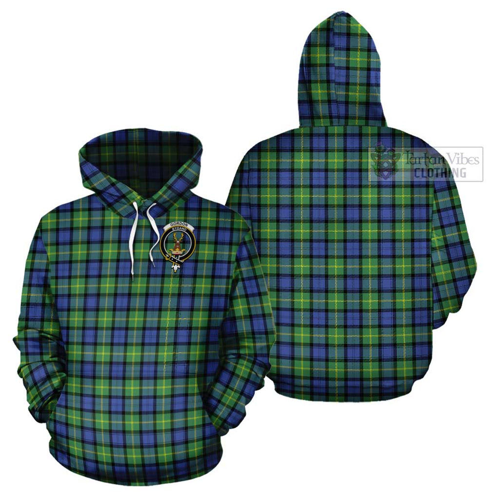 Gordon Old Ancient Tartan Cotton Hoodie with Family Crest Pullover Hoodie - Tartan Vibes Clothing