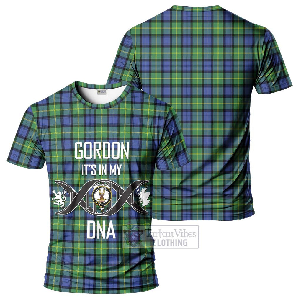 Gordon Old Ancient Tartan T-Shirt with Family Crest DNA In Me Style - Tartan Vibes Clothing