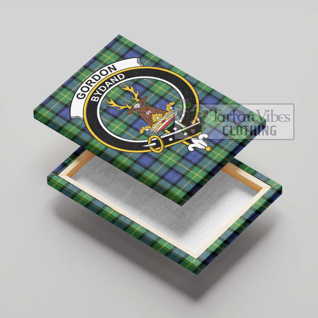 Gordon Old Ancient Tartan Canvas Print Wall Art with Family Crest - Tartan Vibes Clothing