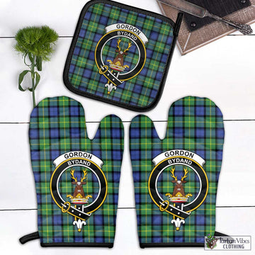 Gordon Old Ancient Tartan Combo Oven Mitt & Pot-Holder with Family Crest