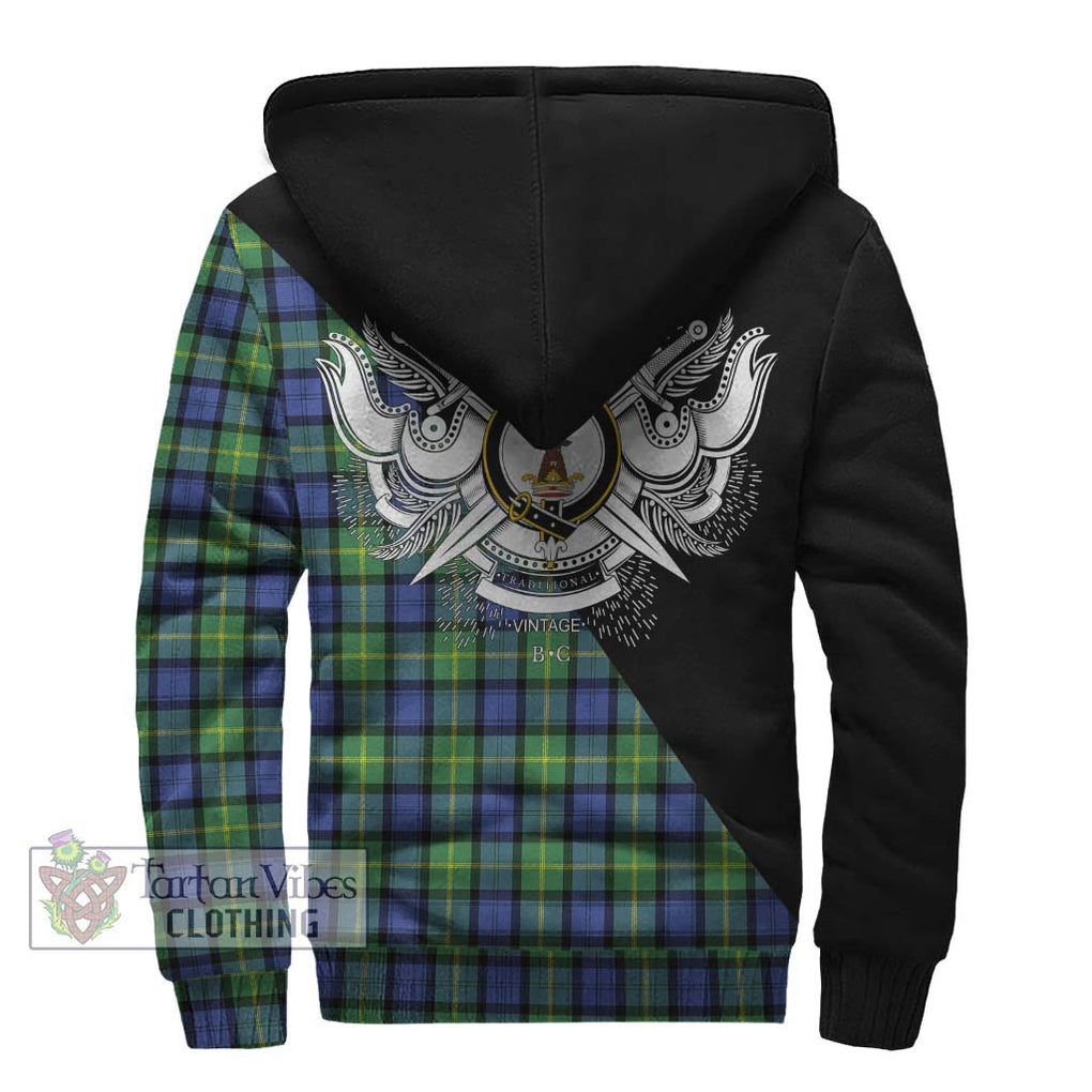 Gordon Old Ancient Tartan Sherpa Hoodie with Family Crest and Military Logo Style - Tartanvibesclothing Shop