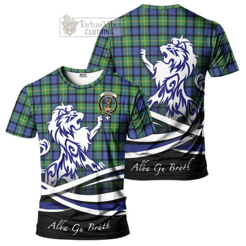 Gordon Old Ancient Tartan Cotton T-shirt with Alba Gu Brath Regal Lion Emblem