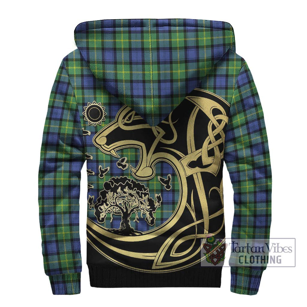 Gordon Old Ancient Tartan Sherpa Hoodie with Family Crest Celtic Wolf Style - Tartan Vibes Clothing