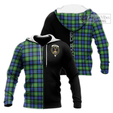 Gordon Old Ancient Tartan Knitted Hoodie with Family Crest and Half Of Me Style