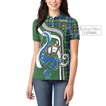 Gordon Old Ancient Tartan Women's Polo Shirt with Epic Bagpipe Style