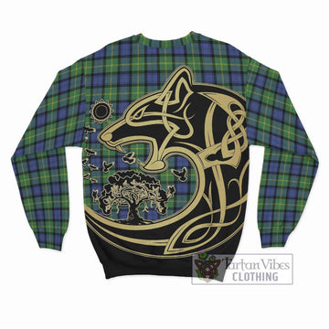 Gordon Old Ancient Tartan Sweatshirt with Family Crest Celtic Wolf Style