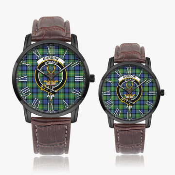 Gordon Old Ancient Tartan Family Crest Leather Strap Quartz Watch