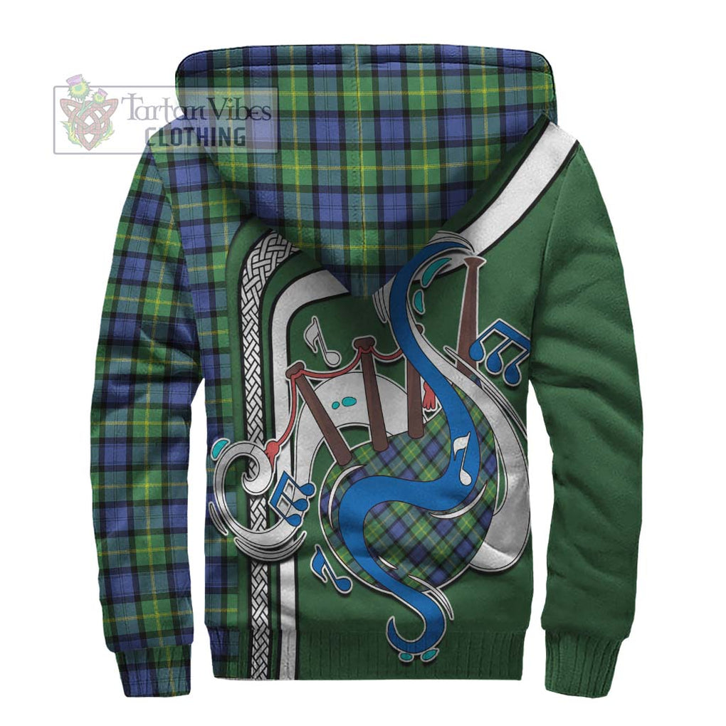 Gordon Old Ancient Tartan Sherpa Hoodie with Epic Bagpipe Style - Tartanvibesclothing Shop