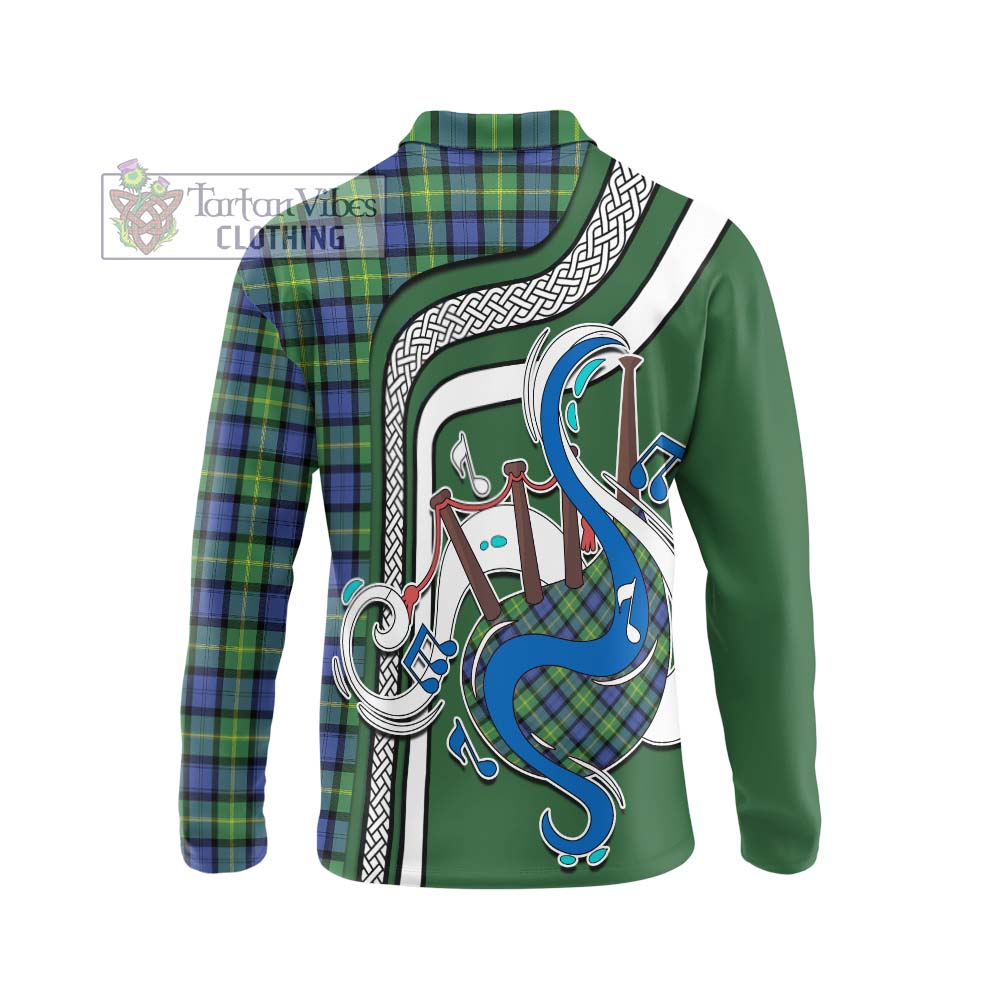 Tartan Vibes Clothing Gordon Old Ancient Tartan Long Sleeve Polo Shirt with Epic Bagpipe Style