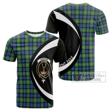 Gordon Old Ancient Tartan Cotton T-shirt with Family Crest Circle Style