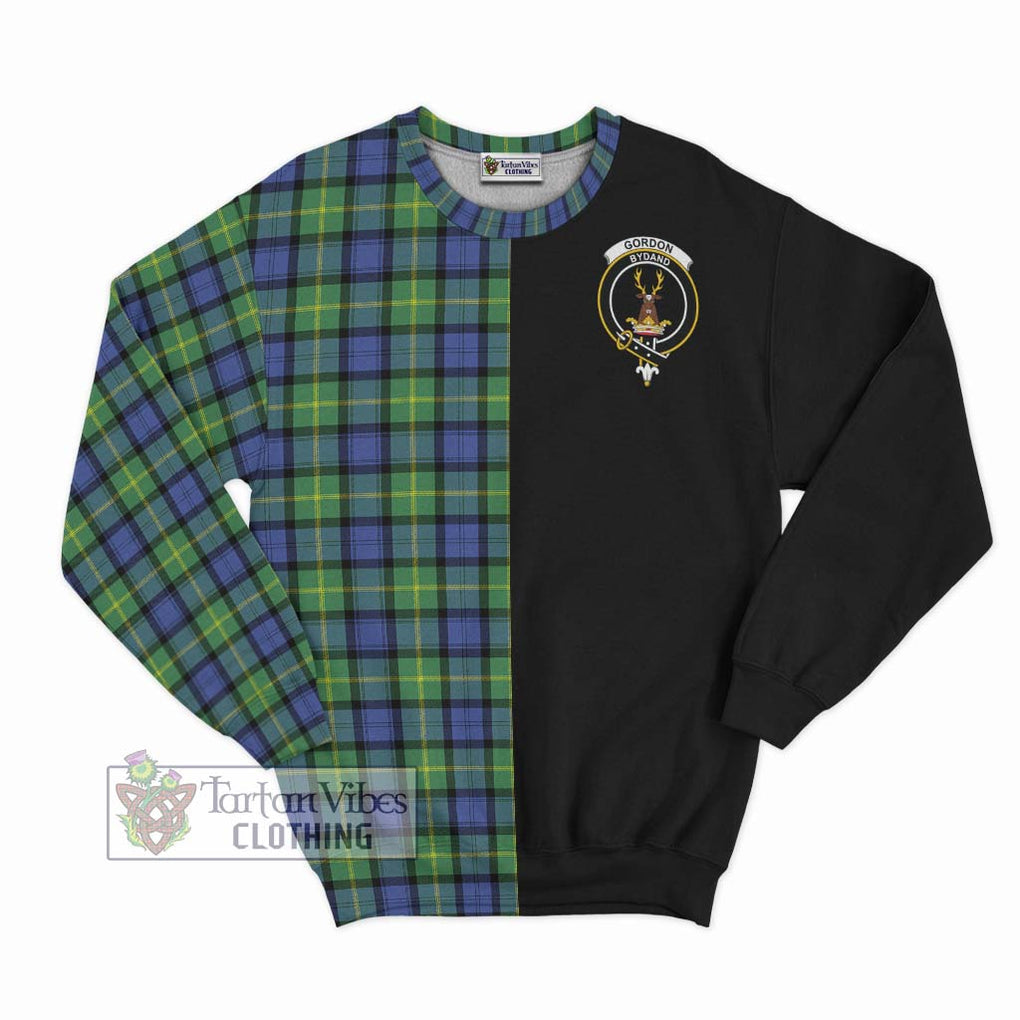 Gordon Old Ancient Tartan Sweatshirt with Family Crest and Half Of Me Style - Tartanvibesclothing Shop